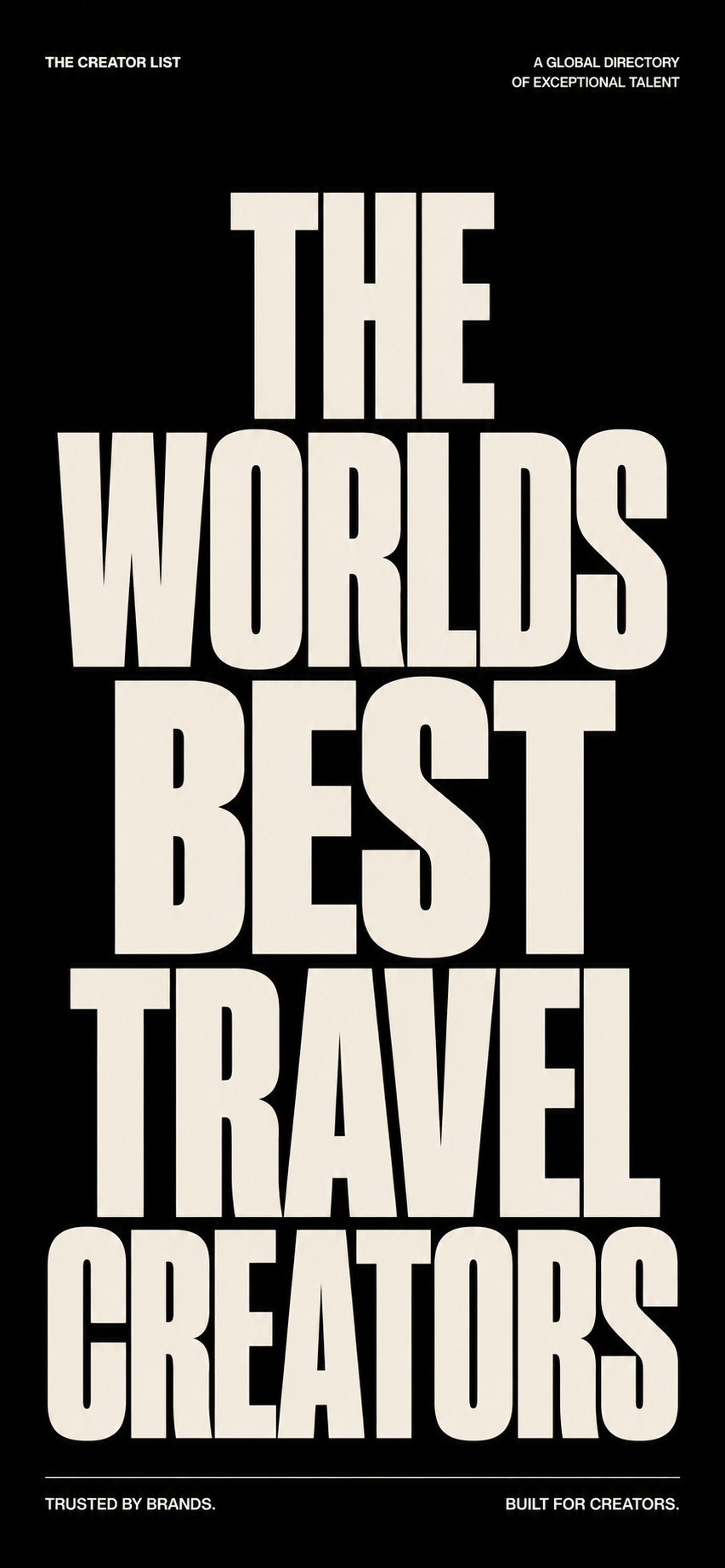 The world's best travel creators — a global directory of exceptional talent.